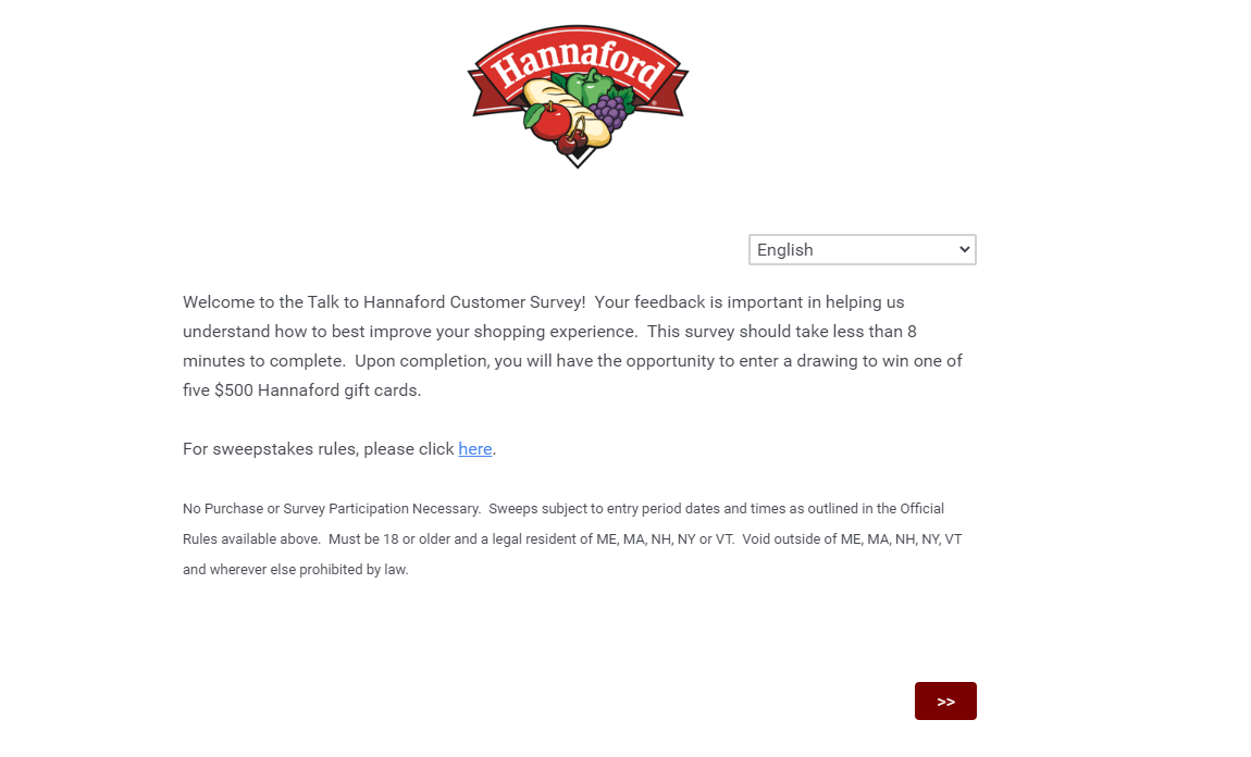 Complete the Hannaford Customer Survey